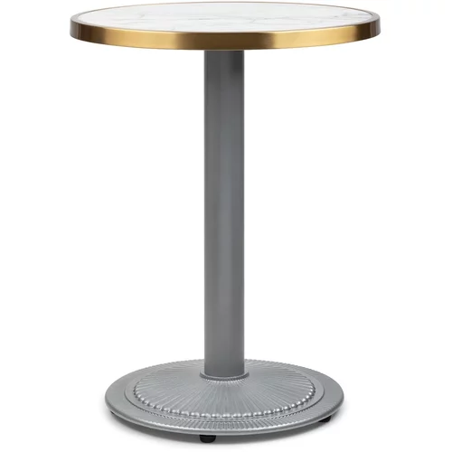 Blumfeldt Patras Jewel, miza iz marmorja, secesijski slog, Ø: 57,5 cm, višina: 75 cm, podstavek iz litega železa