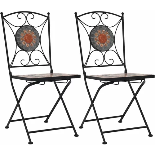 Bistro stoli z mozaikom 2 kosa oranžni/sivi