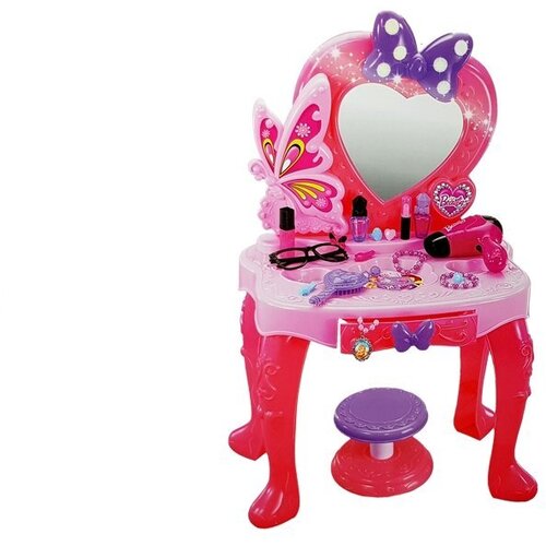 Lean Toys beauty set toaletna mizica za dekleta z ogledalom, zvoki, svetlobo in stolčkom Slike