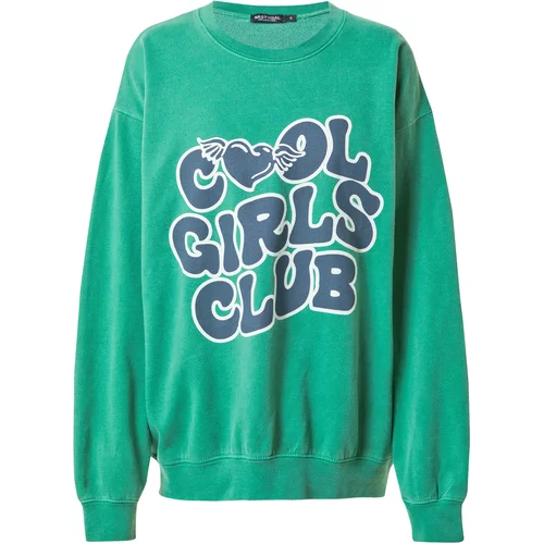 Nasty Gal Majica 'Cool Girls Club' žad / temno zelena / bela
