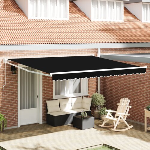 VidaXL ročna retraktibilna tenda črna 400x300 cm, zamenjava tkanine za tenda 4x3 m črna Slike