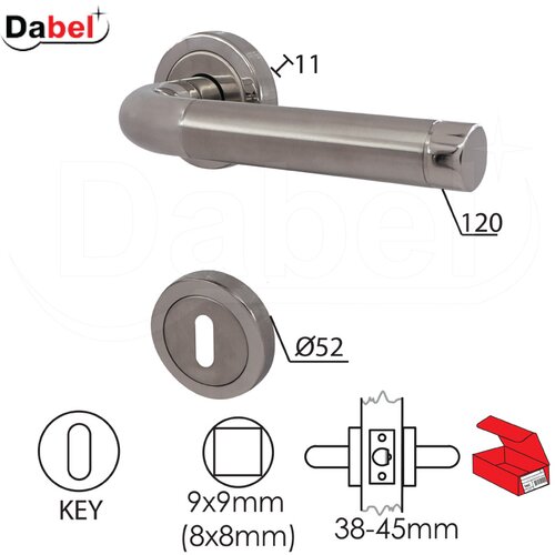 Dabel kvaka rozeta za vrata BEOGRAD Inox/PInox fi52/11/120/8/9mm .Klj DBP2 3398091 Slike