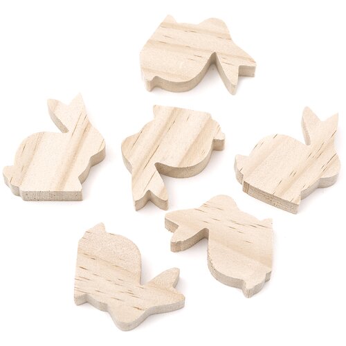  Leseni zajček 6 kosov - 5 x 5,5 x 1,5 cm (lesena velikonočna dekoracija) Slike