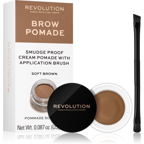 Revolution Brow Pomade With Double Ended Brush mazilo za obrvi 2,5 g odtenek Soft Brown za ženske Slike