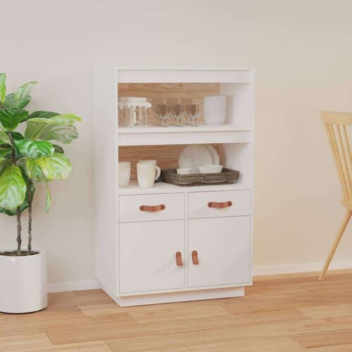  Visoka komoda bijela 67 x 40 x 108 5 cm od masivne borovine Slike