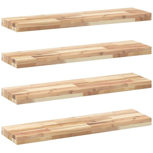 vidaXL Plutajuće police 4 kom 100x20x4 cm Neobrađeno puno drvo akacije - Prirodna 100 x 20 x 4 cm 4 1 Cene