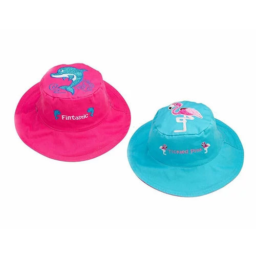 FlapJackKids® obojestranski klobuček z uv zaščito dolphin/flamingo