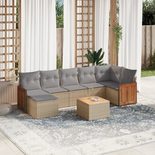 vidaXL 8-dijelni set vrtnih sofa od poliratana s jastucima bež Cijene