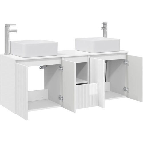  Set ormarića za kupaonicu 3 kom. Bijela visokog sjaja 53 x 35 x 63 cm Slike