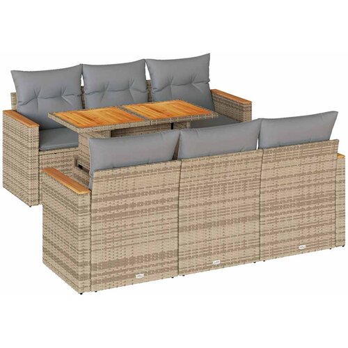  7-dijelni set vrtnih sofa s jastucima bež od poliratana bagrem Slike
