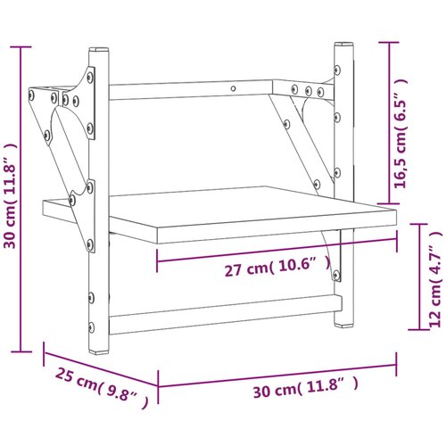 Zidne police s prečkama 2 kom crne 30 x 25 x 30 cm Slike