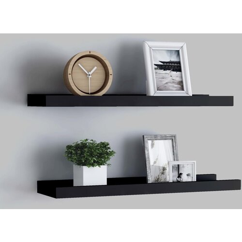  Zidne police za fotografije 2 kom crne 60 x 9 x 3 cm MDF Cijene