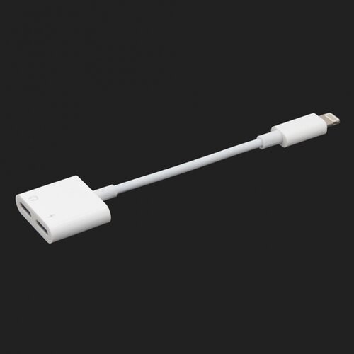 Adapter za slušalice i punjenje IP-6 iPhone lightning beli Slike