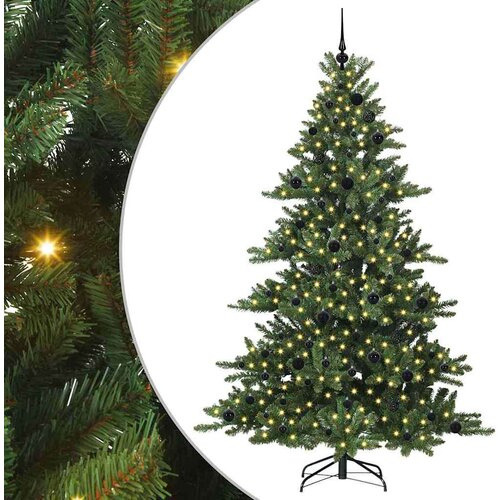 vidaXL Umjetno božićno drvce s nogom s 300 LED dioda Zelena 210 cm PVC Cene