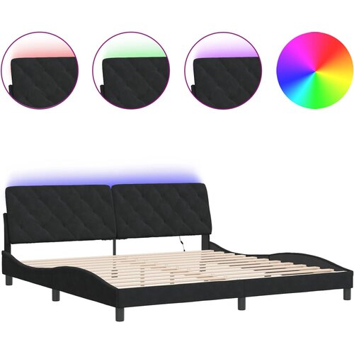 Maison Chic Posteljni okvir - Dvoposteljna postelja - Zakonska postelja z LED lučkami črn 200x200 cm žamet, (21693902) Cene