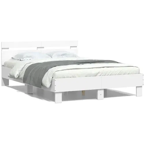 Okvir za krevet s uzglavljem i LED svjetlima bijeli 120x190 cm