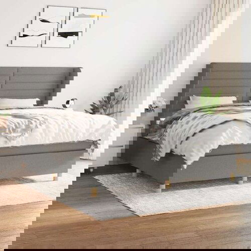  Box spring postelja z vzmetnico temno siva 160x200 cm blago, (20902418) Slike