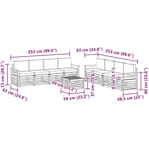  Set vanjskih sofa 9 kom. Prirodna i antracit Slike