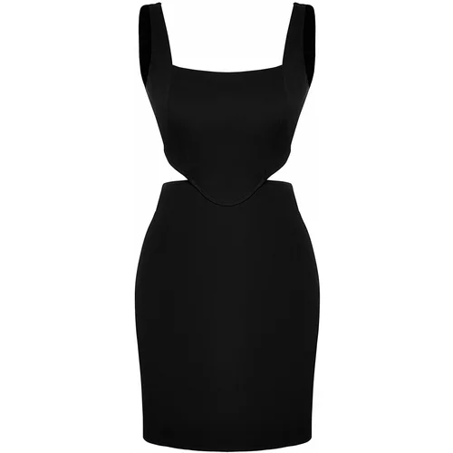 Trendyol Black A-Cut Mini Cotton Woven Window/Cut Out Detail Woven Mini Dress