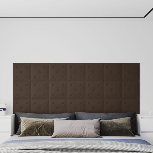 vidaXL Stenski paneli 12 kosov rjav 30x30 cm umetno usnje 1,08 m² Cene