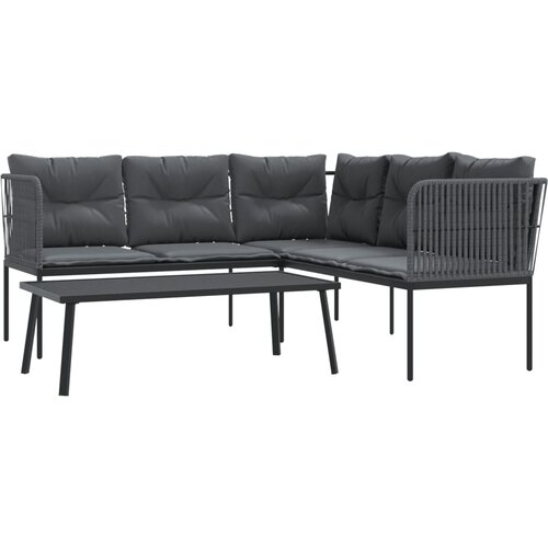 vidaXL Set vrtnih sofa s jastucima crni od čelika i tekstilena Cijene