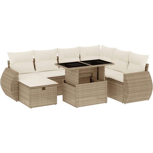 vidaXL 8-dijelni set vrtnih sofa od poliratana s jastucima bež Cijene