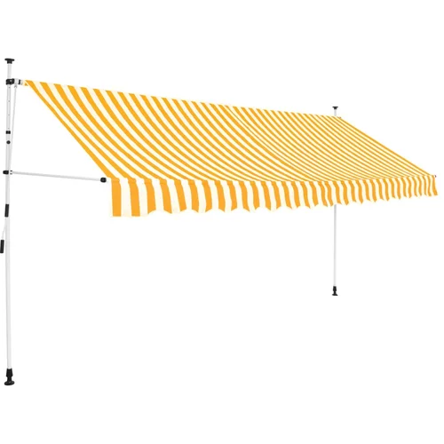 vidaXL Ročno zložljiva tenda 350 cm oranžne in bele črte, (20728951)