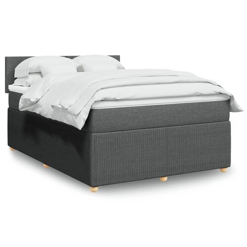 vidaXL Box spring postelja z vzmetnico temno siva 140x200 cm blago Cene
