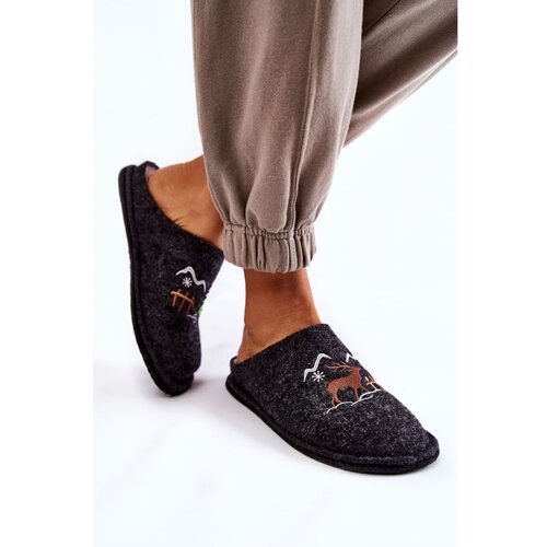 Big Star Domestic slippers KK276018 Black and Beige Slike
