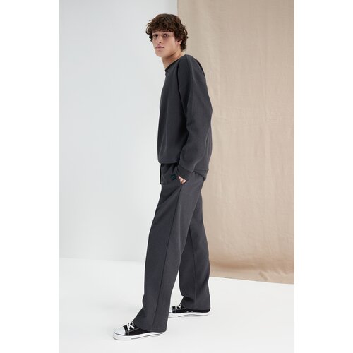 Trendyol Anthracite Men's More Sustainable Oversize Textured Tag Detail Sweatpants. Slike