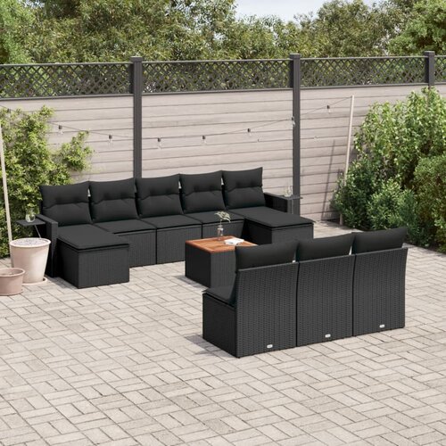  11-dijelni set vrtnih sofa od poliratana s jastucima crni Cijene