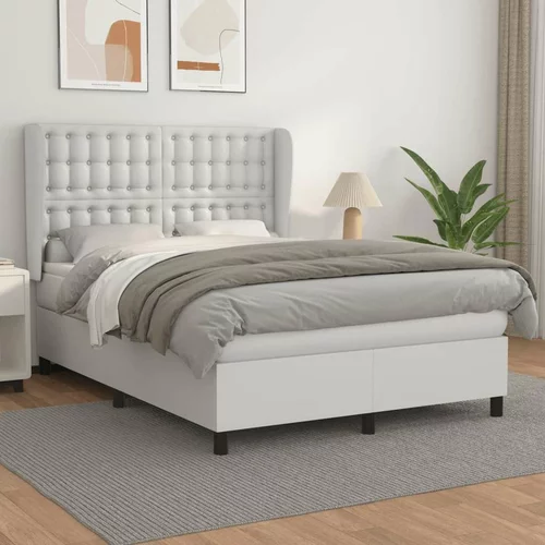  Box spring postelja z vzmetnico bel 140x190 cm umetno usnje, (20897304)