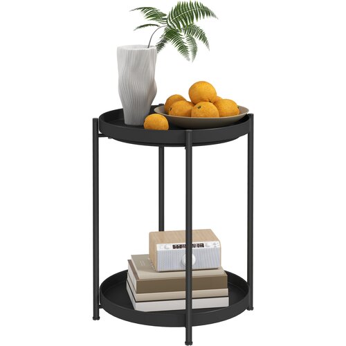 HOMCOM stranska miza jeklo 44D x 44&Scaron; x 56V cm Črn, (5000242407) Cene