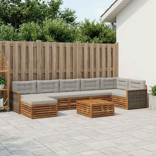  Set vanjskih sofa 8 kom. Prirodna i svjetlosiva Slike