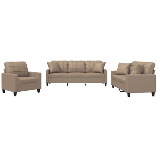 Maison Chic Sedežna garnitura - kavč z vzglavniki 3-delna kapučino umetno usnje, (21728752) Cene