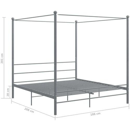  Okvir za krevet s nadstre&amp;scaron;nicom sivi metalni 180 x 200 cm Slike