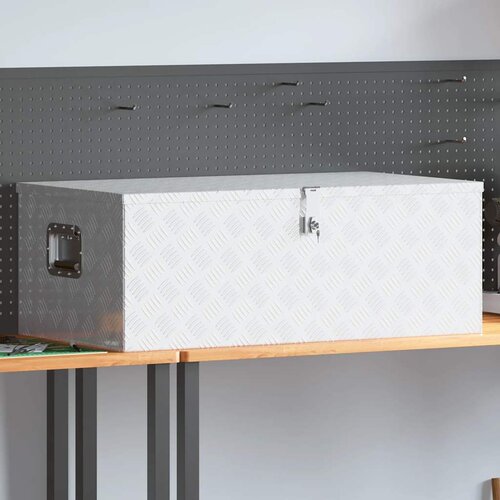  Kutija za pohranu srebrna 100 x 55 x 37 cm aluminijska Cijene