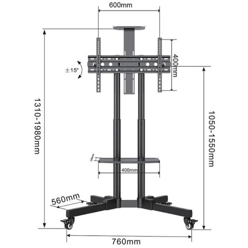 Xstand 32/75 gp Podni pokretni nosac za TV/VESA 600x400/maxTILT od+15-15/do 45kg/gornja polica Cene