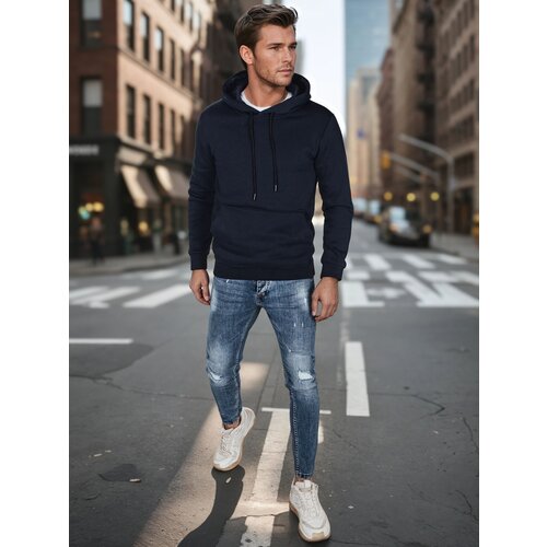 DStreet Bluza męska basic z kapturem granatowa Cene