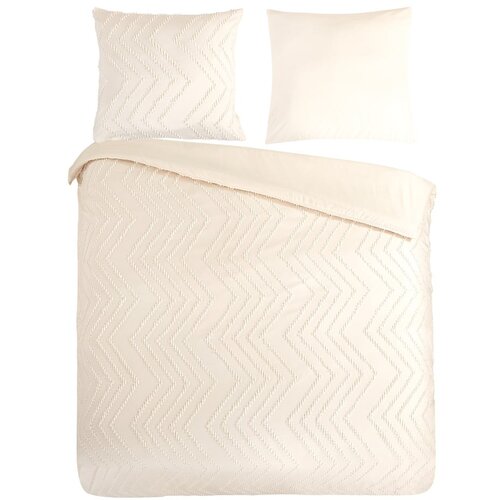 Good Morning Kremno bela posteljnina za zakonsko posteljo/podaljšana iz mikrovlaken 200x220 cm Pure Zigzag – Cene