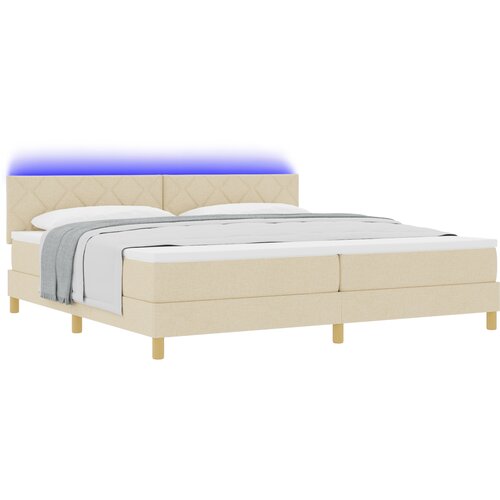 vidaXL Krevet s uzglavljem s madracem i LED Krem 200x200 cm Tkanina Cene