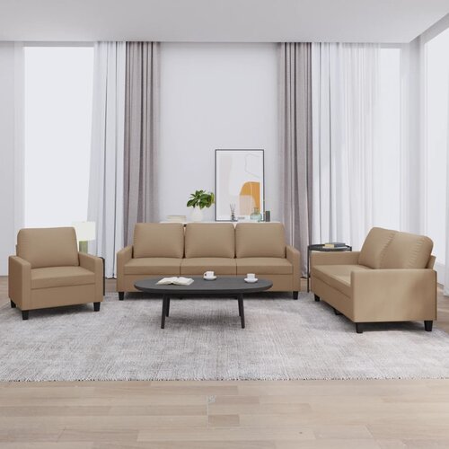  3-dijelni set sofa s jastucima boja cappuccina od umjetne kože Cijene