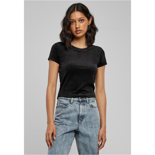 UC Curvy Women&amp;#039;s short velvet T-shirt in black color Slike