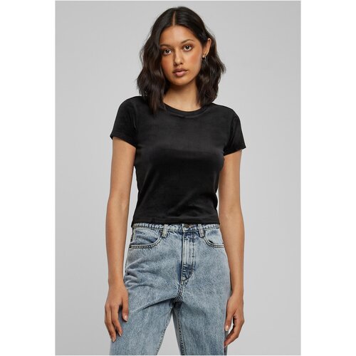 UC Curvy Women's short velvet T-shirt in black color Cene