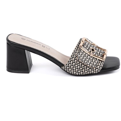 GOODIN Tweed black and white mules on a heel Slike