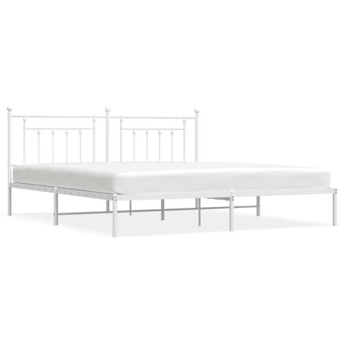  Metalni okvir za krevet s uzglavljem bijeli 193x203 cm Slike