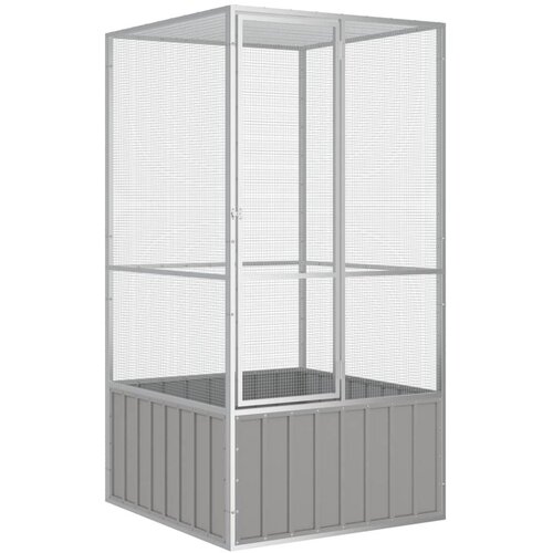 VidaXL Kavez za ptice sivi 111 x 107 x 211 5 cm od pocinčanog čelika Slike