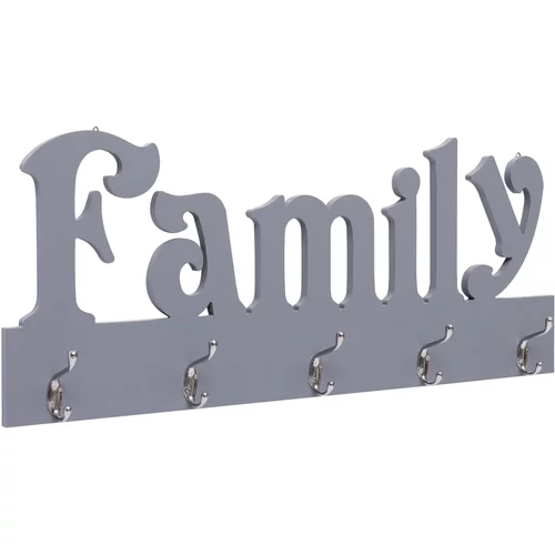 vidaXL Stenski obešalnik za plašče FAMILY siv 74x29,5 cm, (20768526)