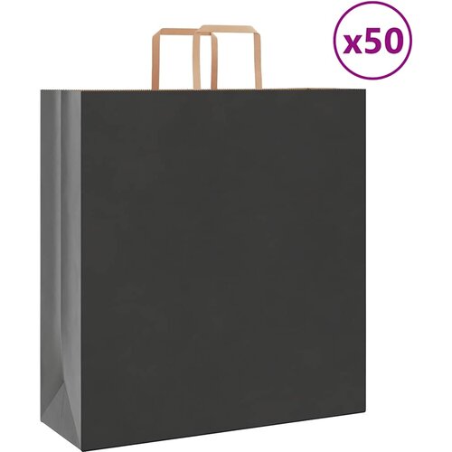 vidaXL Papirnate vrečke 50 kosov z ročaji črne barve 45x17x48 cm Cene
