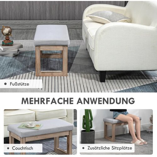  Tabure za noge u skandinavskom dizajnu tabure oslonac za noge 68 cm x 38 cm x 42 cm siva + prirodna Slike